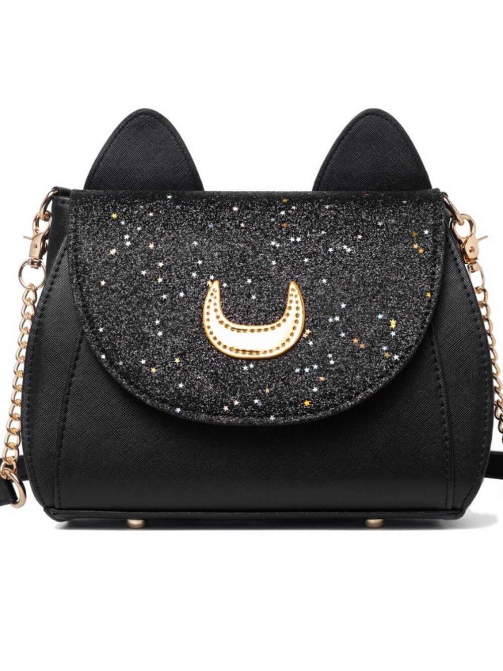 Women Kawaii Handbag Cosplay Gothic Crossbody Cat and Moon Purse Sequin Satchel